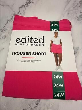 Edited by Remi Bader Trouser Shorts 24W Pink High Rise Pleated NWT Plus Size